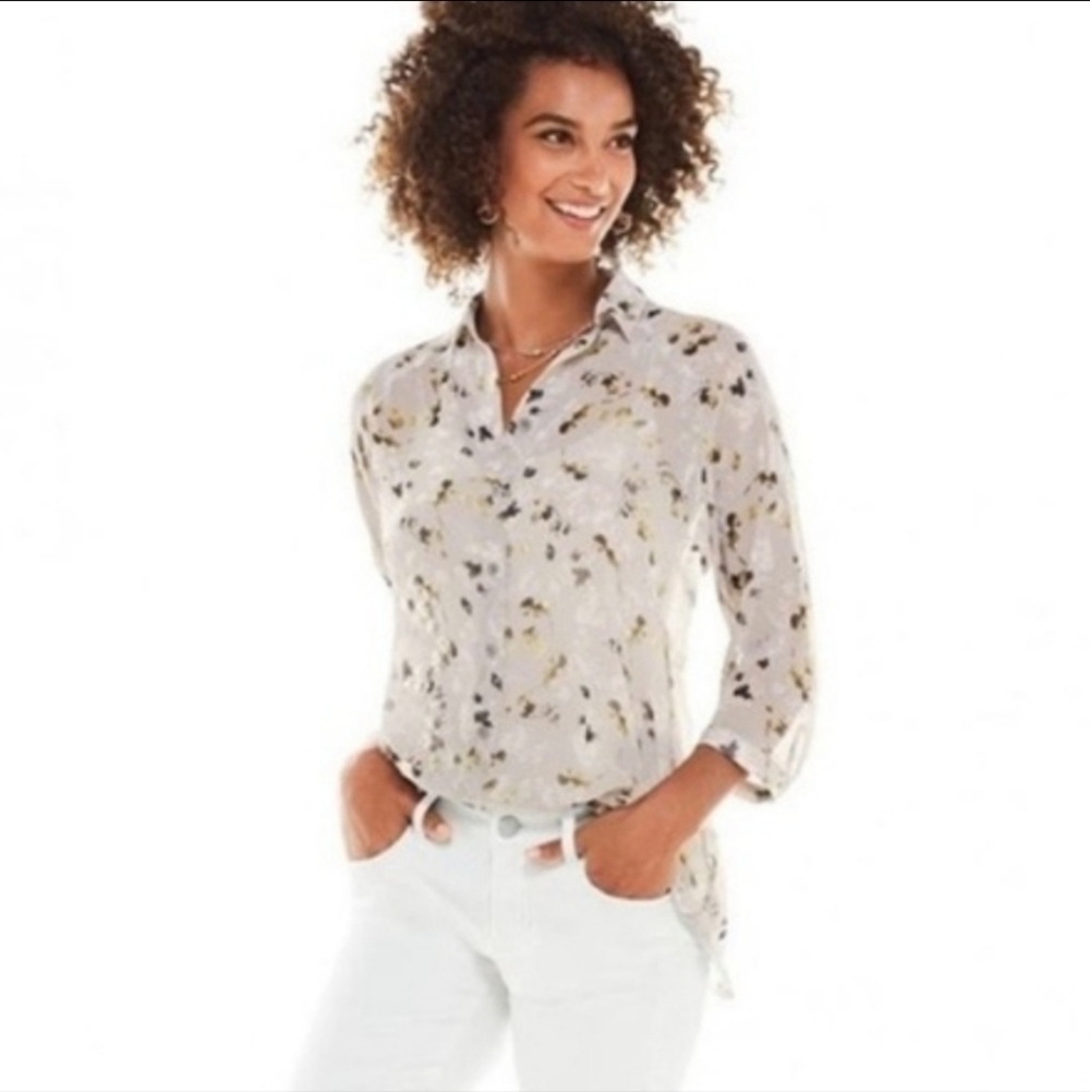 CABI 5204 Matinee Sheer Button Down Blouse S